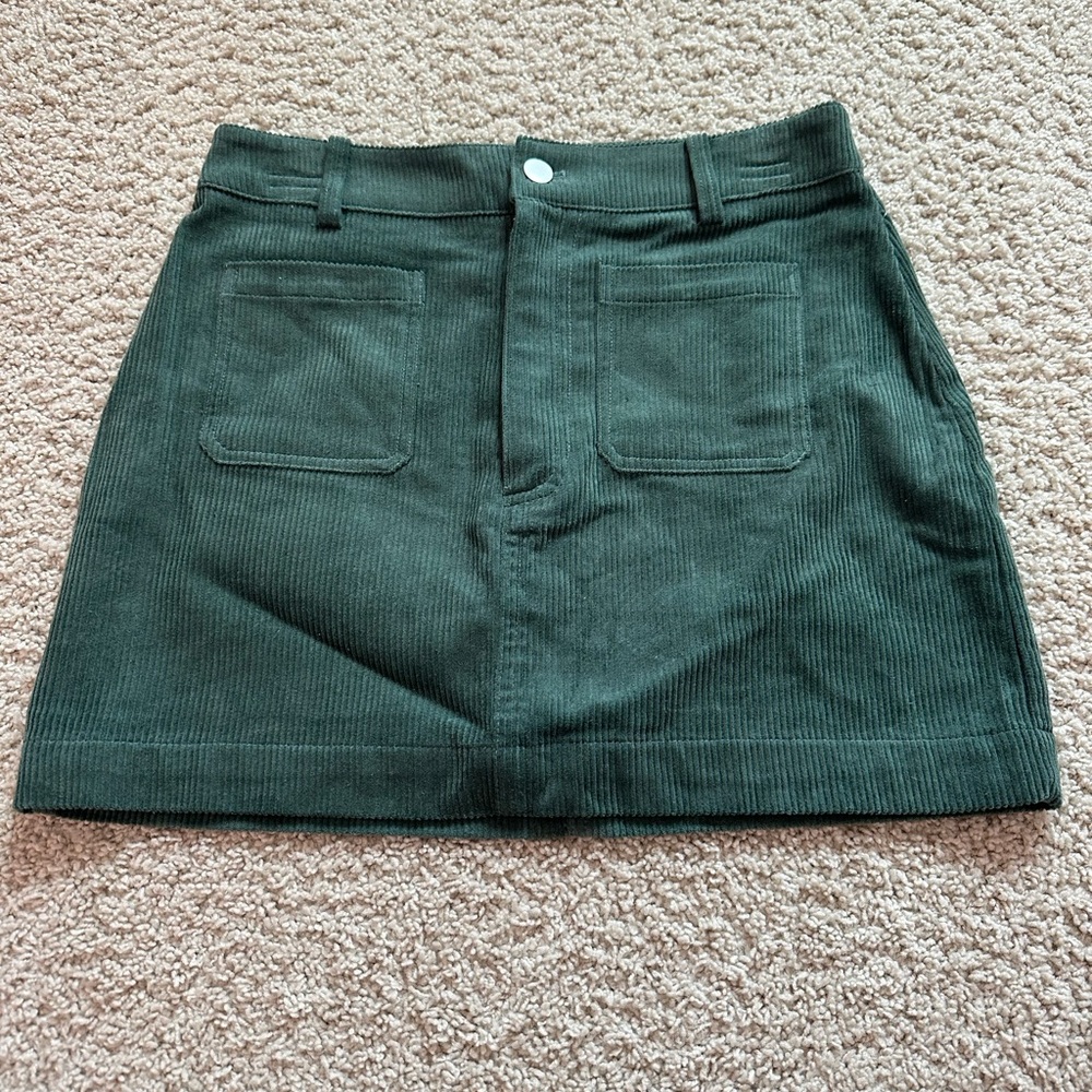 Altar'd State Corduroy Mini Skirt in Deep Green